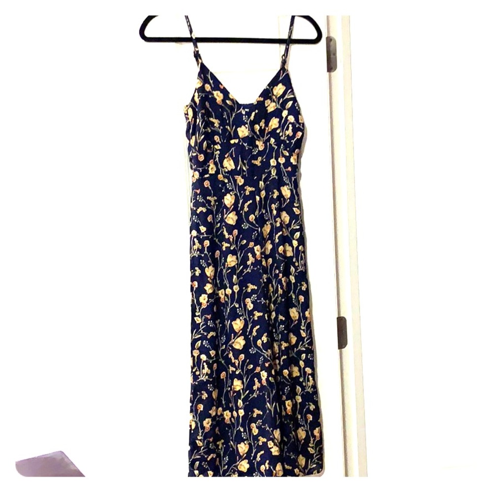 Navy blue floral jump suit